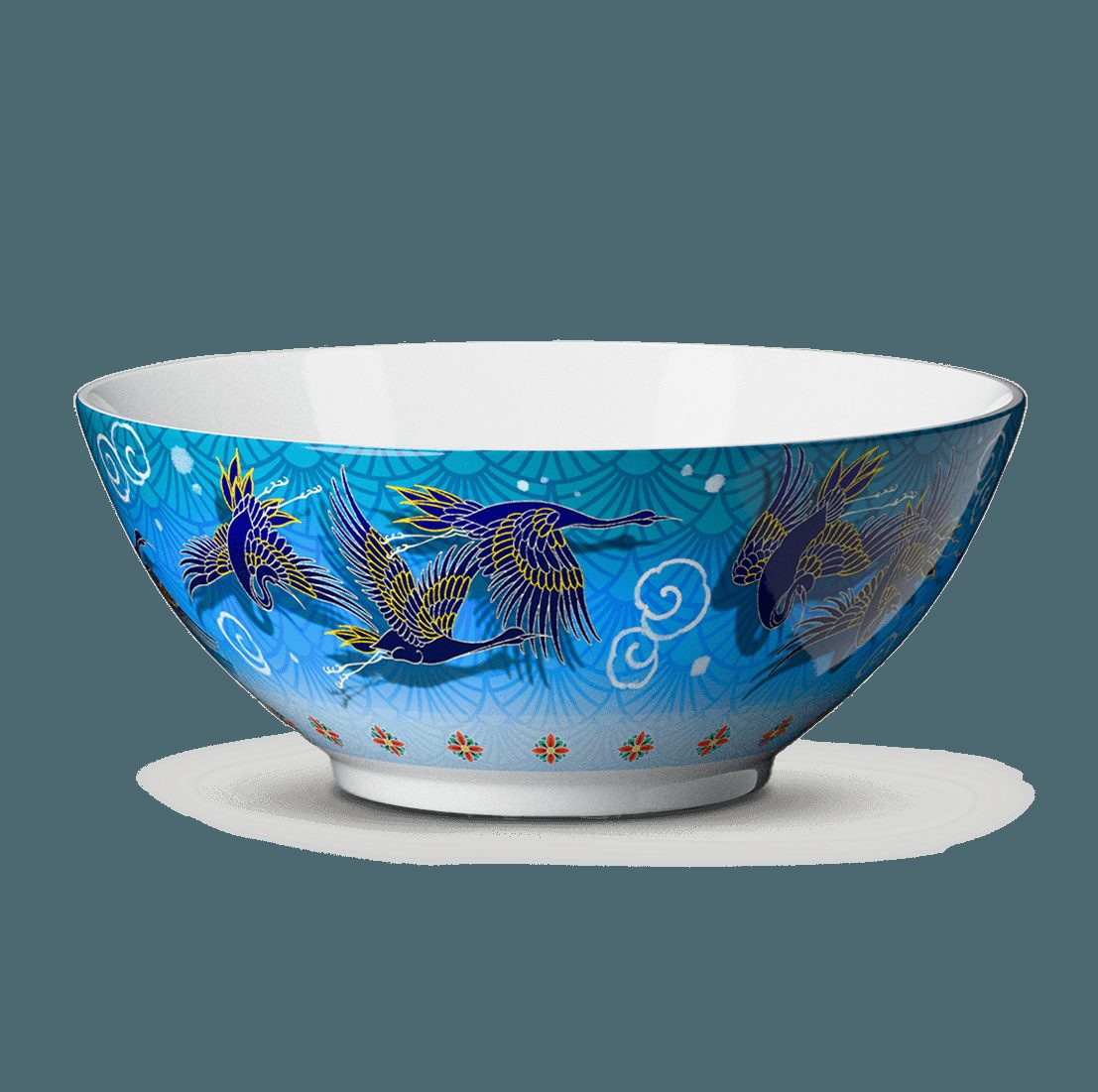 Dancing Crane Beefy Bowl, blue on white