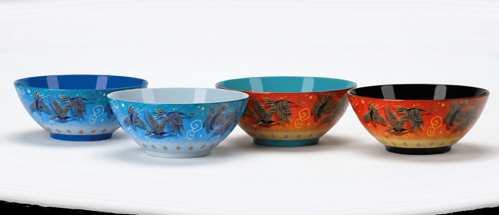Dancing Crane bowls, both colorways